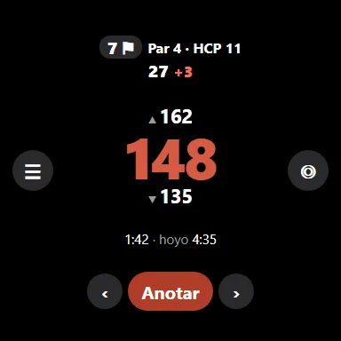 Reloj mostrando la distancia al green